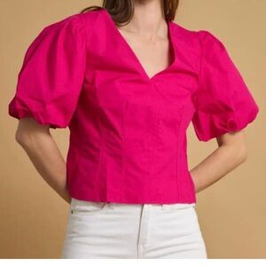 Banana Republic Pink Puff Sleeve Blouse